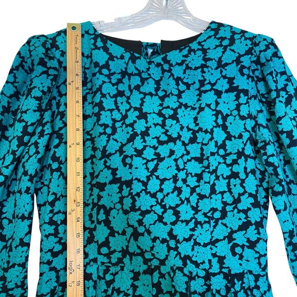 Vintage Lanz Midi Fit & Flare Dress 12 Green Floral Open Back Retro Coquette - Picture 6 of 14